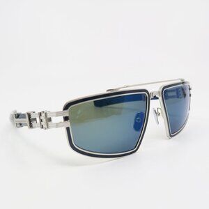 Balmain TITAN BPS-139AC-59 145mm Silver, Black & Blue  New Unisex Sunglasses.